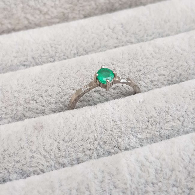Emerald and Diamond Engagement Ring