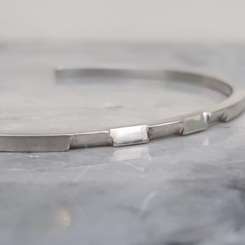 Faceted Silver Slim Open Bangle-5-Clifton-Rocks