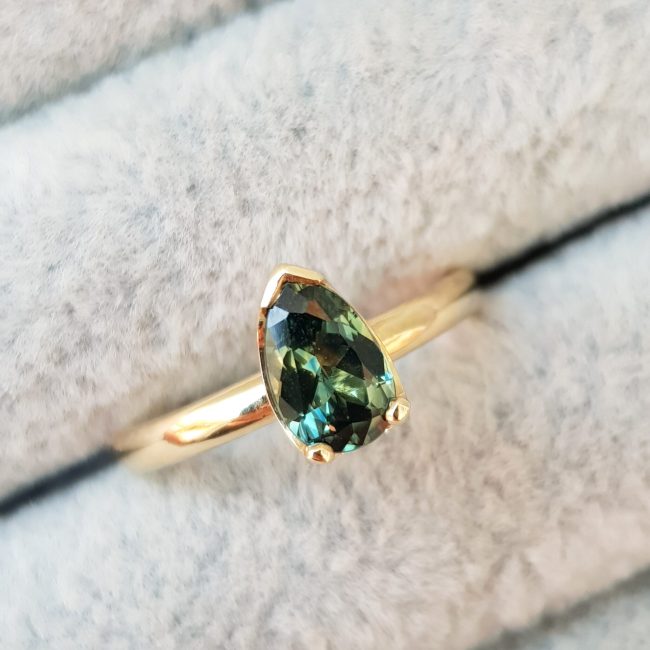 Green Elongated Pear Sapphire Engagement Ring-2-Clifton_Rocks