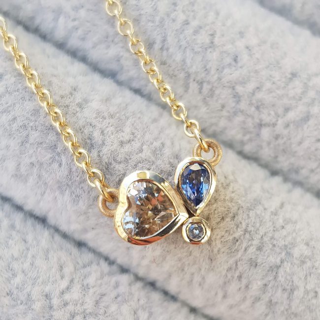 Ceylon Yellow Sapphire Heart Cluster Necklace - Clare Chandler - CCSN2