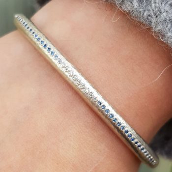 Silver Sapphire and Diamond Fade Huggie Cuff - Jacks Turner