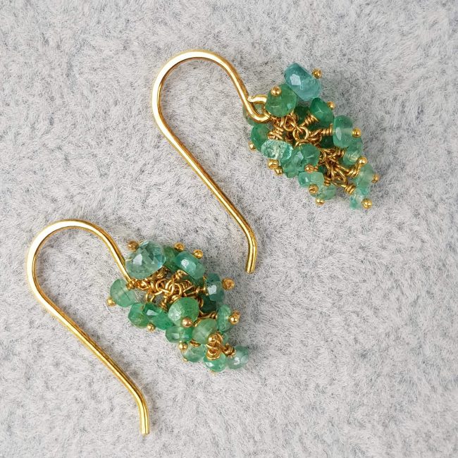 Emerald Grape Cluster Earrings Gold - Kate Wood