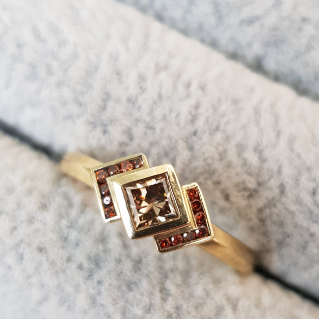 Princess Cut Chocolate Diamond Engagement Ring - Katie Snow