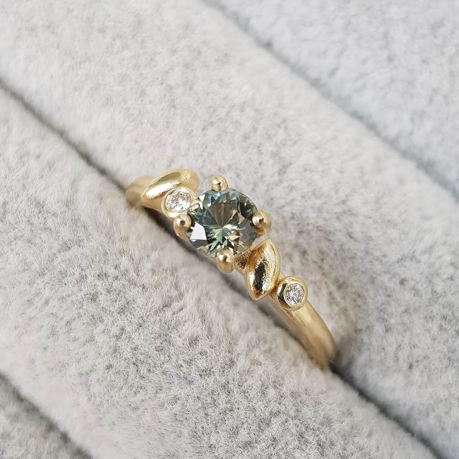 Nature Inspired Green Sapphire Engagement Ring - Samantha England
