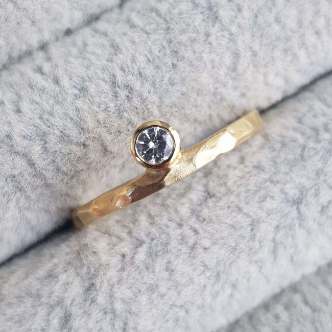 Offset Diamond Textured Ring - Samantha England - SE77