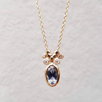 Sri Lankan Light Blue Sapphire Diamond Necklace Decadence