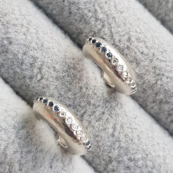 Silver Sapphire and Diamond Fade Hoops - Jacks Turner