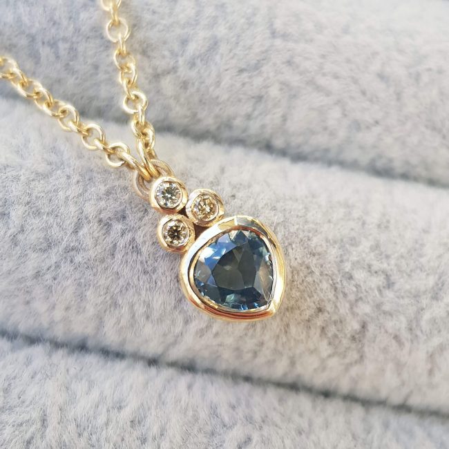 Ceylon Trillion Sapphire Cluster Necklace - Clare Chandler - CCSN1
